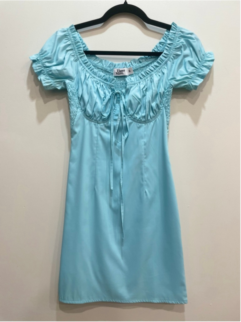 Tiger Mist Babydoll Milkmaid Smocked Mini Dress S Coquette Feminine Goinout